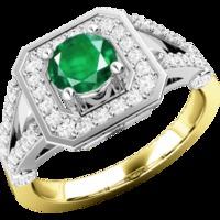 A stunning emerald & diamond cocktail ring in 18ct yellow & white gold