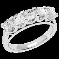 A stunning Round Brilliant Cut five stone diamond ring in 18ct white gold