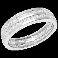 A stylish Round Brilliant Cut double row diamond set ladies wedding ring in 18ct white gold