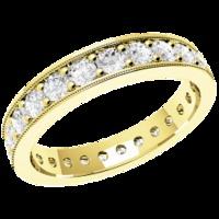 A stylish Round Brilliant Cut diamond set ladies eternity/wedding ring in 18ct yellow gold