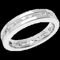 a classic baguette cut diamond set ladies wedding ring in 18ct white g ...