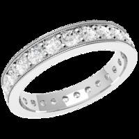 A stylish Round Brilliant Cut diamond set ladies eternity/wedding ring in 18ct white gold