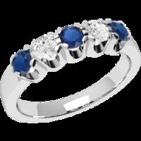 a luxurious round brilliant cut sapphire diamond ring in 18ct white go ...