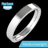 A timeless ladies flat top wedding ring in medium-weight 18ct white gold