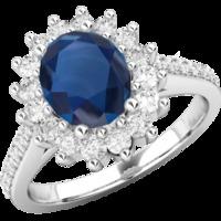 A delightful sapphire and diamond cluster in platinum