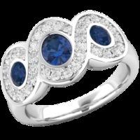 a stunning sapphire diamond dress diamond ring in 18ct white gold