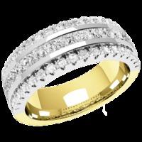 A breathtaking diamond set ladies wedding ring in 18ct yellow & white gold