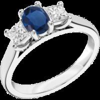 a stunning three stone sapphire diamond ring in 18ct white gold