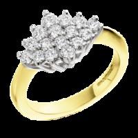 A beautiful Round Brilliant Cut cluster diamond ring in 18ct yellow & white gold