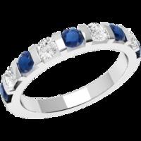 A stylish Round Brilliant Cut sapphire & diamond eternity ring in 18ct white gold