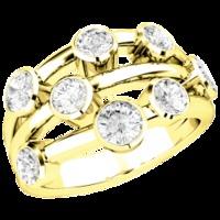 A unique Round Brilliant Cut diamond dress ring in 18ct yellow gold