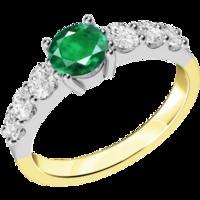 a stunning emerald ring with diamond shoulder stones in 18ct yellow wh ...