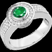 A beautiful emerald & diamond cocktail ring in 18ct white gold