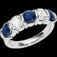 A stylish five stone sapphire & diamond eternity ring in 18ct white gold