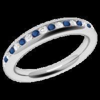 a stylish round brilliant cut sapphire diamond eternity ring in 18ct w ...