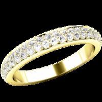 A stylish Round Brilliant Cut double row diamond set ladies wedding/eternity ring in 18ct yellow gold