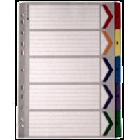 A4 Mylar Index Multi-Coloured 1-5 part Dividers