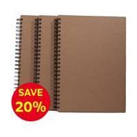 A4 Spiralbound Kraft Notebook 3 Pack Bundle
