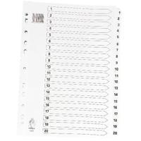 A4 White 1-20 Mylar Index WX01531