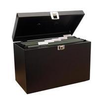 A4 File Box Steel with 5 Suspension Files and 2 Keys Black A4BKX