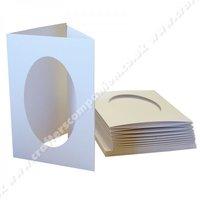 A6 3 Fold Aperture Oval Smooth White Cards and Envelopes - pack of 10
