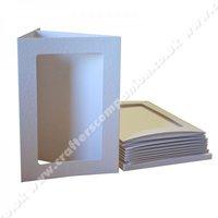 A6 3 Fold White Hammered Rectangle Aperture Cards and Envelopes - 10 Pack