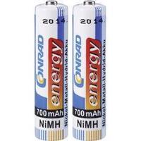 AAA battery (rechargeable) NiMH Conrad energy HR03 700 mAh 1.2 V 2 pc(s)