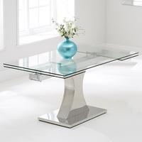 Aachen Glass Extendable Dining Table In Clear And Stainless Stee