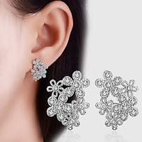 AAA Cubic Zirconia Flower Geometric Stud Earrings Jewelry Circular Design Dangling Style Wedding Party Daily Casual Alloy Cubic Zirconia1