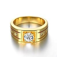 aaa zirconium drill 18 k gold plating high quality diamond ring mens w ...