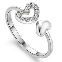 AAA Zircon S925 Fine Silver Heart Love Shape Adjustable Ring Fine JewelryImitation Diamond Birthstone