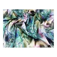 Abstract Print Stretch Sateen Dress Fabric Green