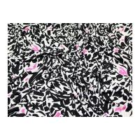 Abstract Print Stretch Jersey Dress Fabric Black, Cream & Pink