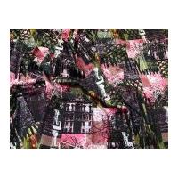 Abstract Letters Print Stretch Cotton Sateen Dress Fabric Pink