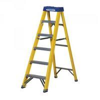 abru fibreglass swingback step ladder 6 tread yellow 71606