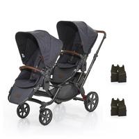 abc design 2017 zoom tandem and 2 car seat adaptors in street