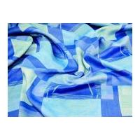 Abstract Blocks Print Polyester Fabric Blue & Green
