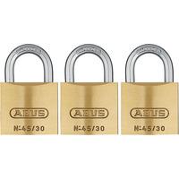 abus 11822 4530 brass padlock 30mm triple pack