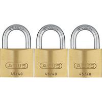 ABUS 11825 45/40 Brass Padlock 40mm Triple Pack