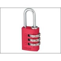 Abus 145/20 20mm Aluminium Combination Padlock Red 46569