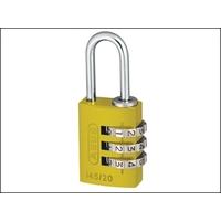 Abus 145/20 20mm Aluminium Combination Padlock Yellow 46572