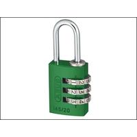 Abus 145/20 20mm Aluminium Combination Padlock Green 46571