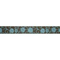 Abigail Chocolate & Teal Floral Border