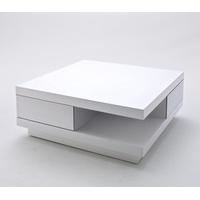 Abbey Coffee Table High Gloss White With 2 Pull Out Drawers