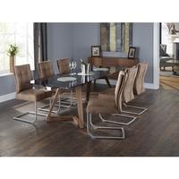Abena Extendable Glass Dining Table With 6 Farren Chairs