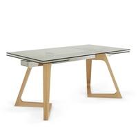Abena Extendable Glass Dining Table In Clear With Oak Legs