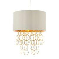 Abby Shade with Hoops Ivory & Gold Pendant Ceiling Light