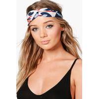 Abstract Print Knotted Turban Headband - navy