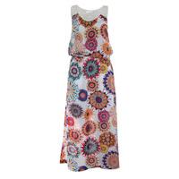 abstract print maxi dress with crochet back