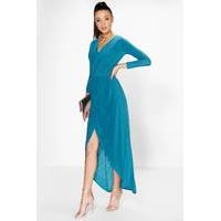 abra slinky wrap maxi dress teal